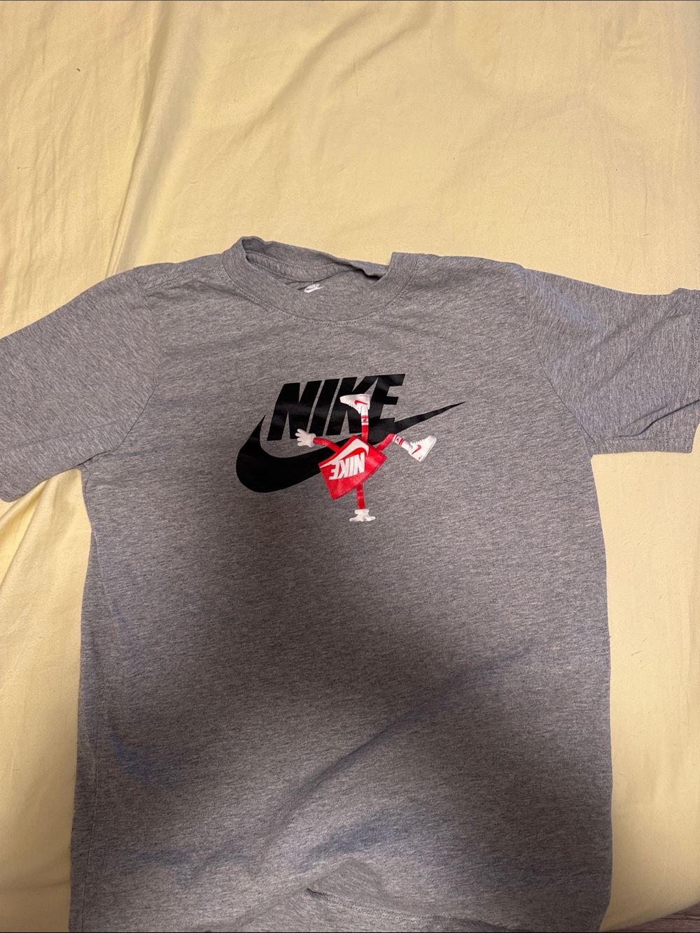 Nike Gray Tee with Black Swoosh and Red Graphic